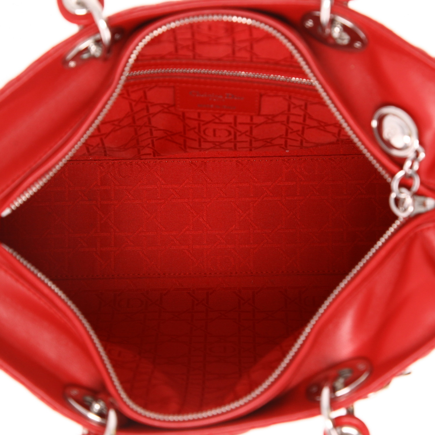 Borsa Dior  Lady Dior modello grande  in pelle cannage rossa - Detail D3