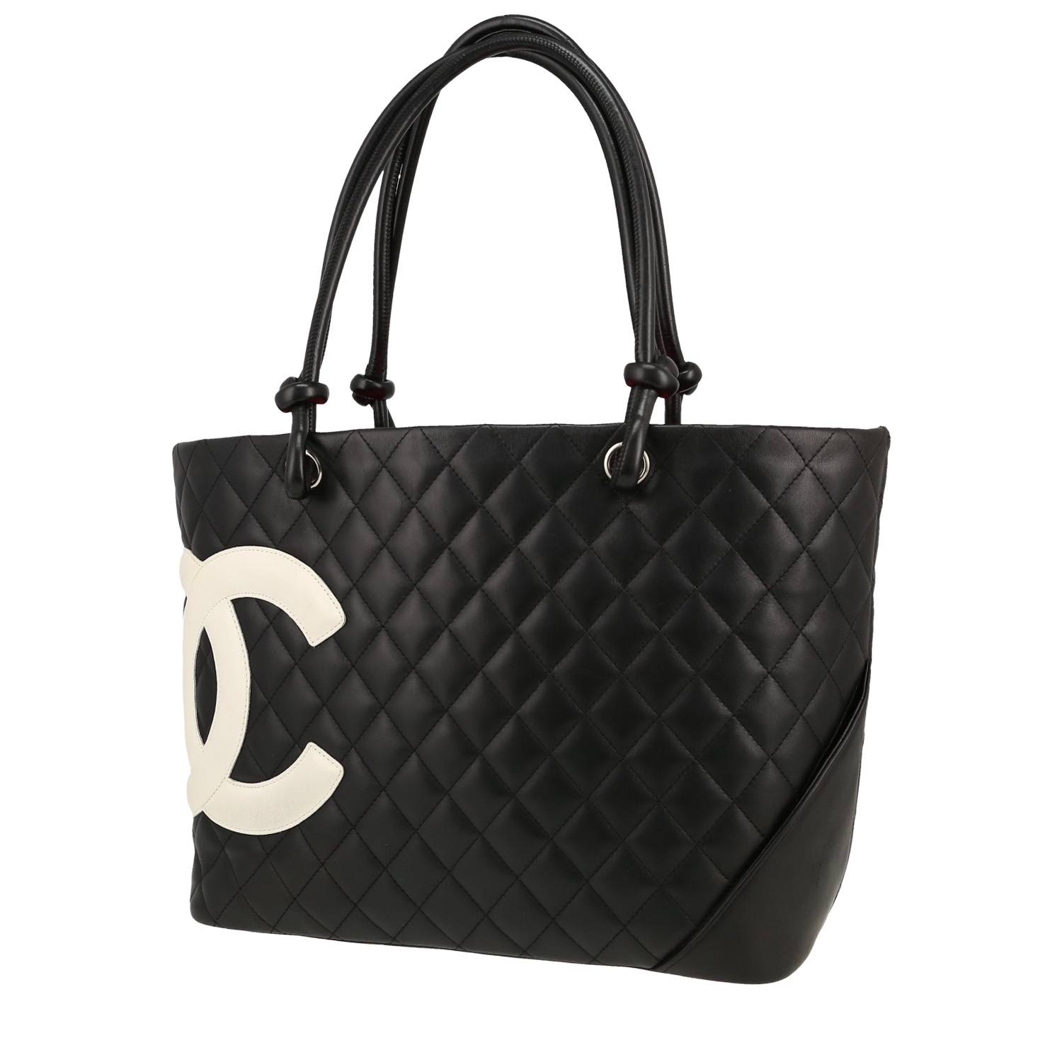 Borsa Chanel  Cambon in pelle trapuntata bicolore nera e bianca
