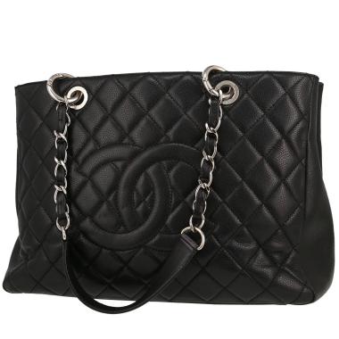 Sac à main Chanel  Shopping GST en cuir grainé matelassé noir