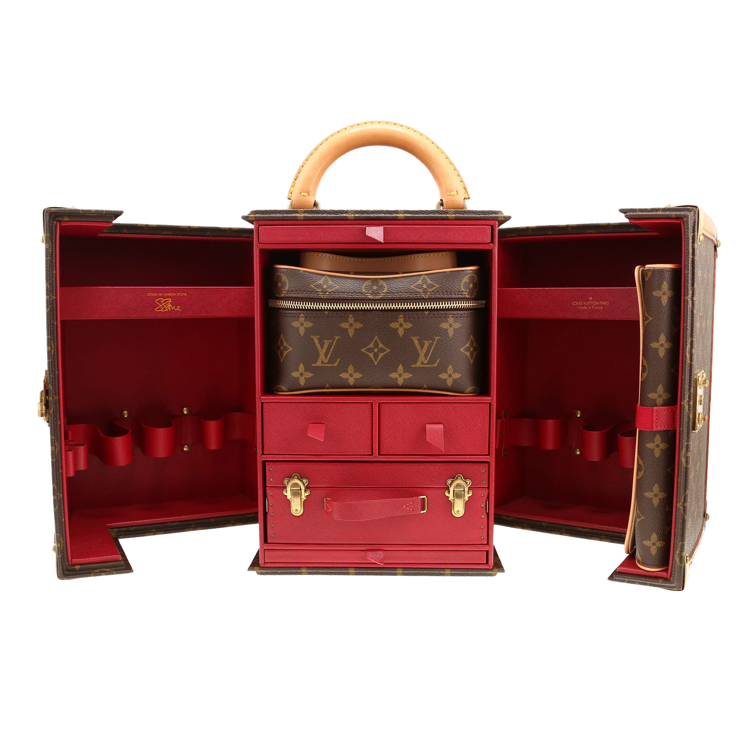 Louis Vuitton  Edition Limitée Sharon Stone vanity case  monogram canvas  and natural leather - Detail D4