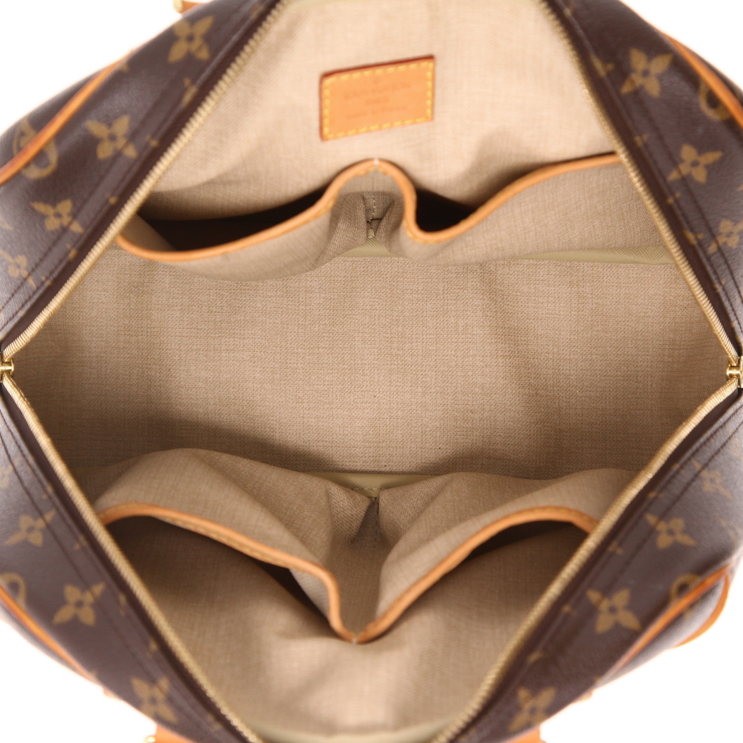 Louis Vuitton  Trouville handbag  in brown monogram canvas  and natural leather - Detail D3
