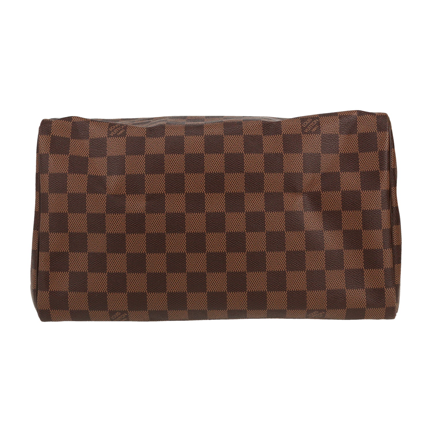 Sac à main Louis Vuitton  Speedy 30 en toile damier ébène et cuir marron - Detail D1
