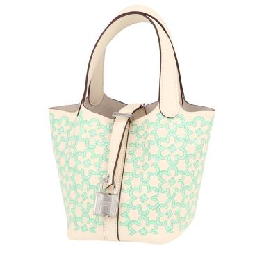Borsa Hermès  Picotin 22 cm modello piccolo  in pelle Swift Nata e verde
