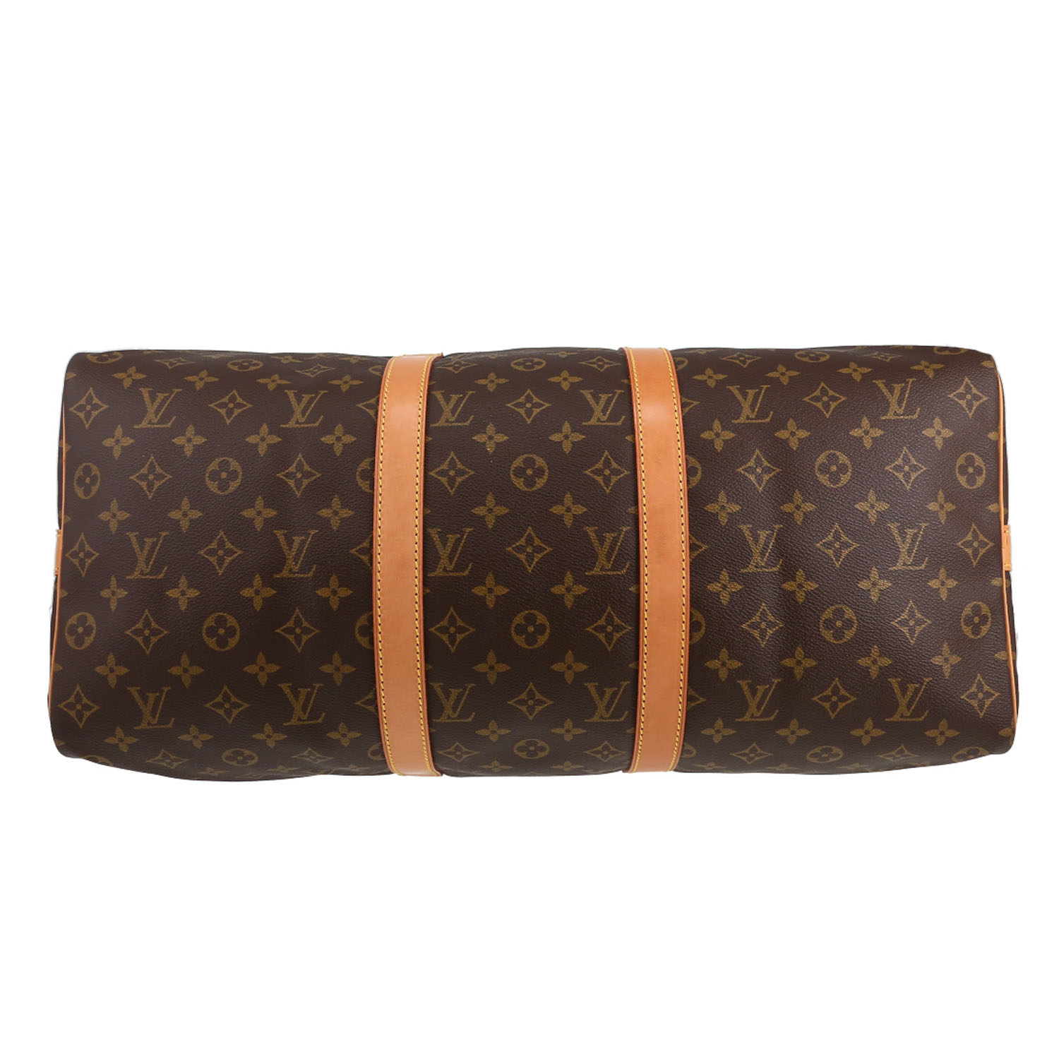 Louis Vuitton  Keepall 50 travel bag  in brown monogram canvas  and natural leather - Detail D4