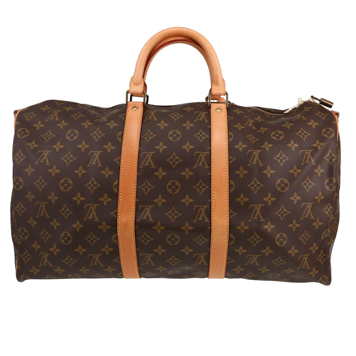 Louis Vuitton  Keepall 50 travel bag  in brown monogram canvas  and natural leather - Detail D5