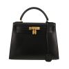 Hermès  Kelly 28 cm handbag  in black box leather - 360 thumbnail