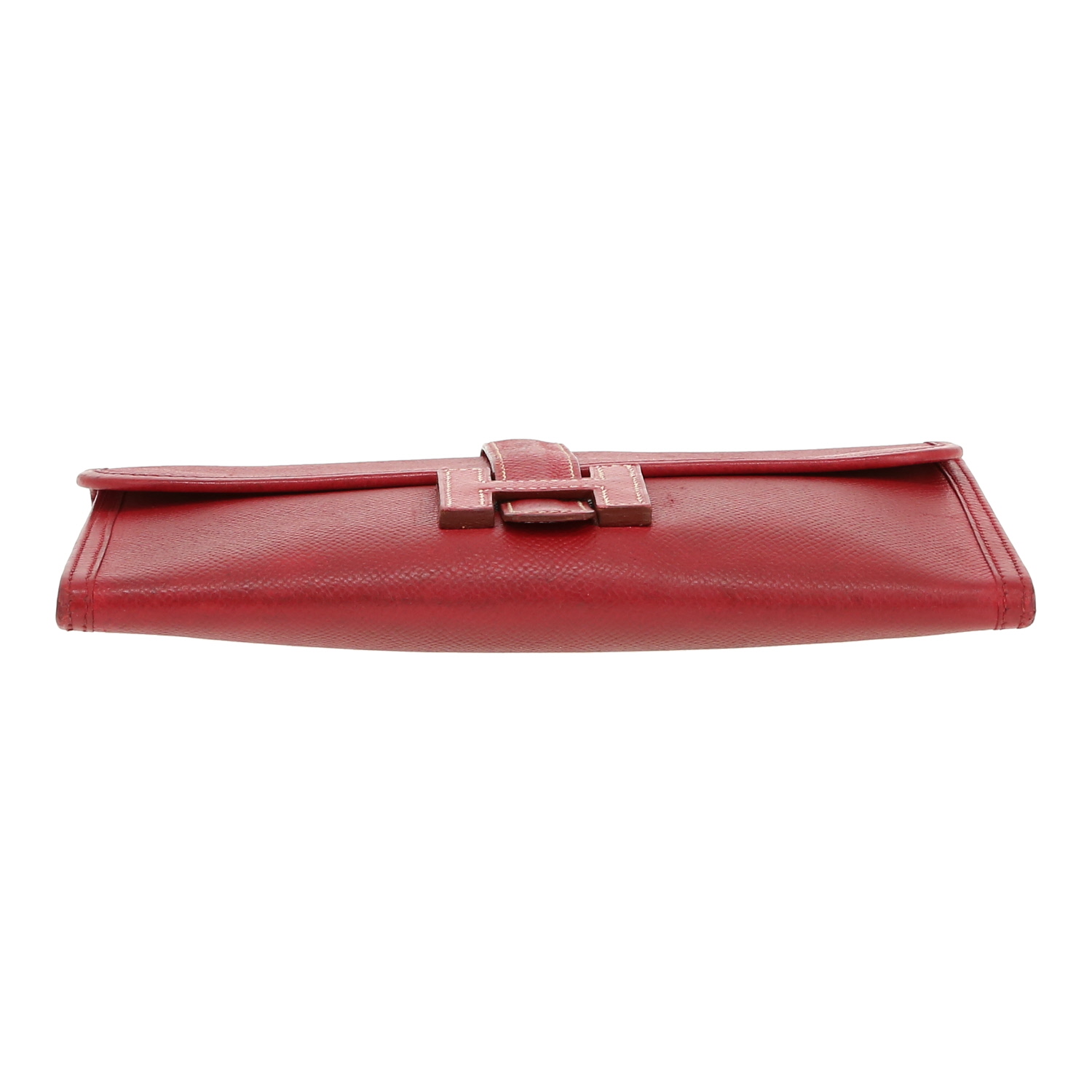 Hermès  Jige small model  pouch  in red Courchevel leather - Detail D1