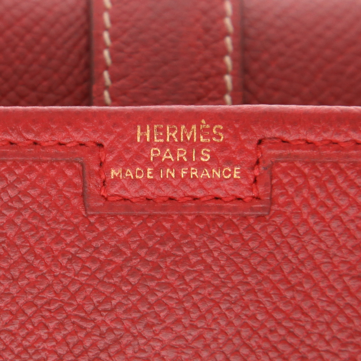 Hermès  Jige small model  pouch  in red Courchevel leather - Detail D2