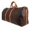 Bolsa de viaje Louis Vuitton  Keepall 55 en lona Monogram marrón y cuero natural - Detail D2 thumbnail