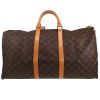 Bolsa de viaje Louis Vuitton  Keepall 55 en lona Monogram marrón y cuero natural - Detail D5 thumbnail