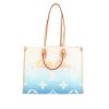 Louis Vuitton   shopping bag  in blue, white and beige monogram canvas  and beige raphia - 360 thumbnail