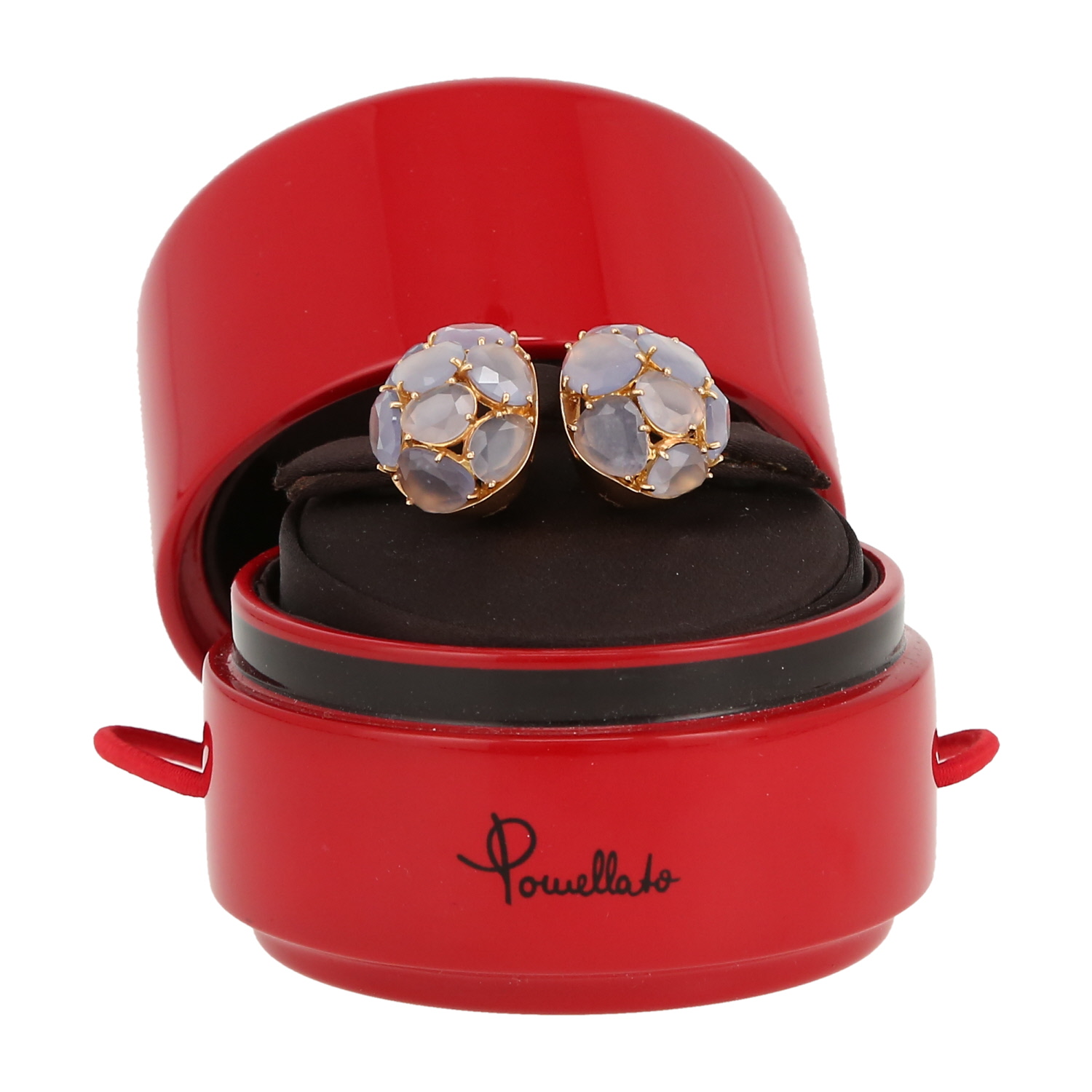 Pomellato Capri earrings in pink gold and chalcedony - Detail D2