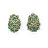 Vintage   1970's earrings in yellow gold and turquoise - 00pp thumbnail