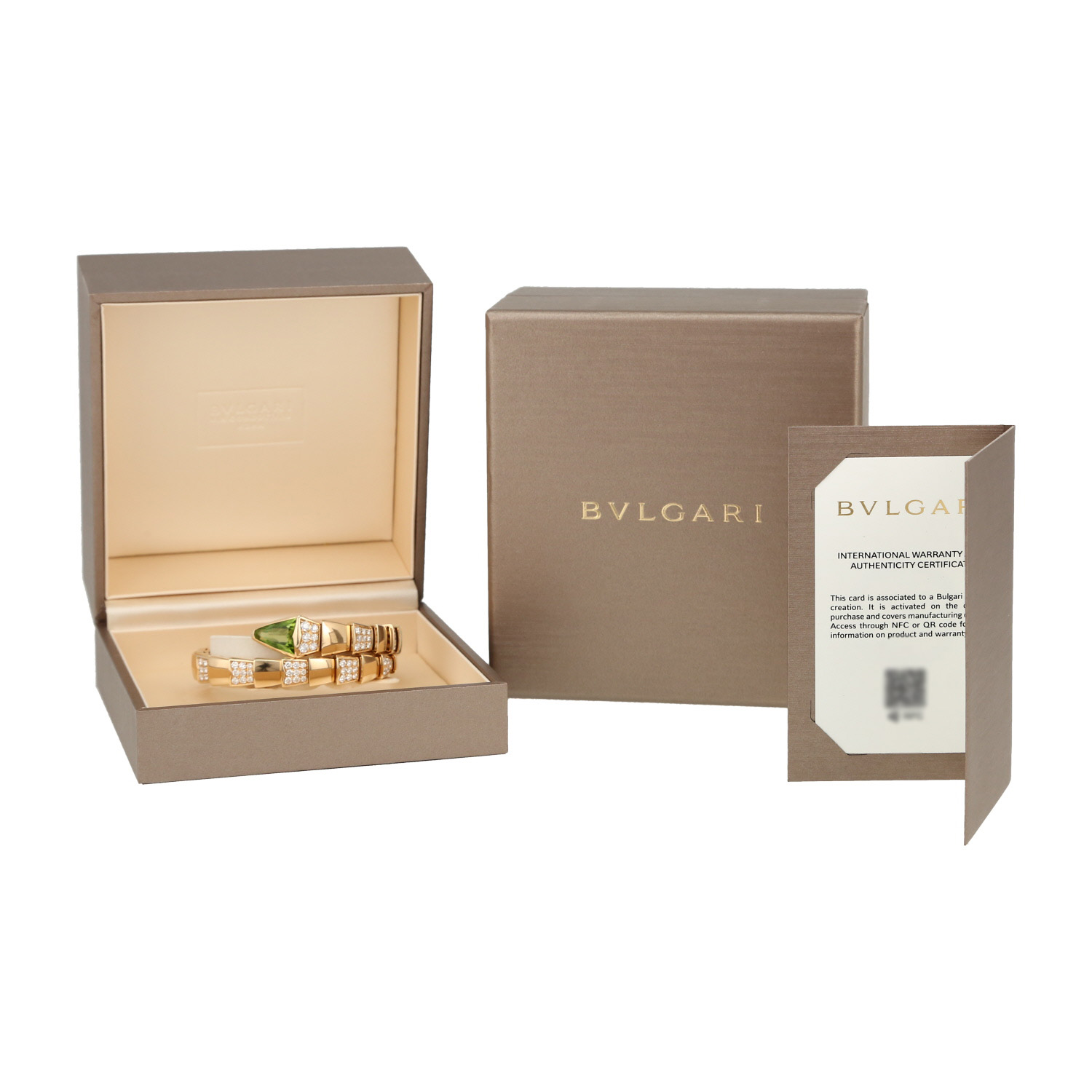 Bulgari Serpenti Viper large model bracelet in pink gold, diamonds and peridot - Detail D2