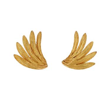 Paire de boucles d'oreilles années 70 Vintage  en or jaune