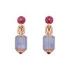 Paire de boucles d'oreilles Bulgari Musa en or rose, calcédoine et tourmalines en diamants - 00pp thumbnail