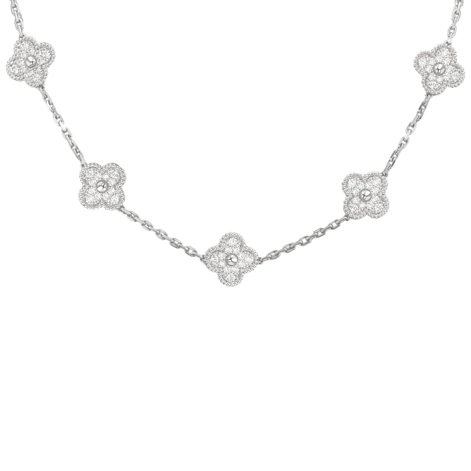 Collar Van Cleef & Arpels Vintage Alhambra de oro blanco y diamantes