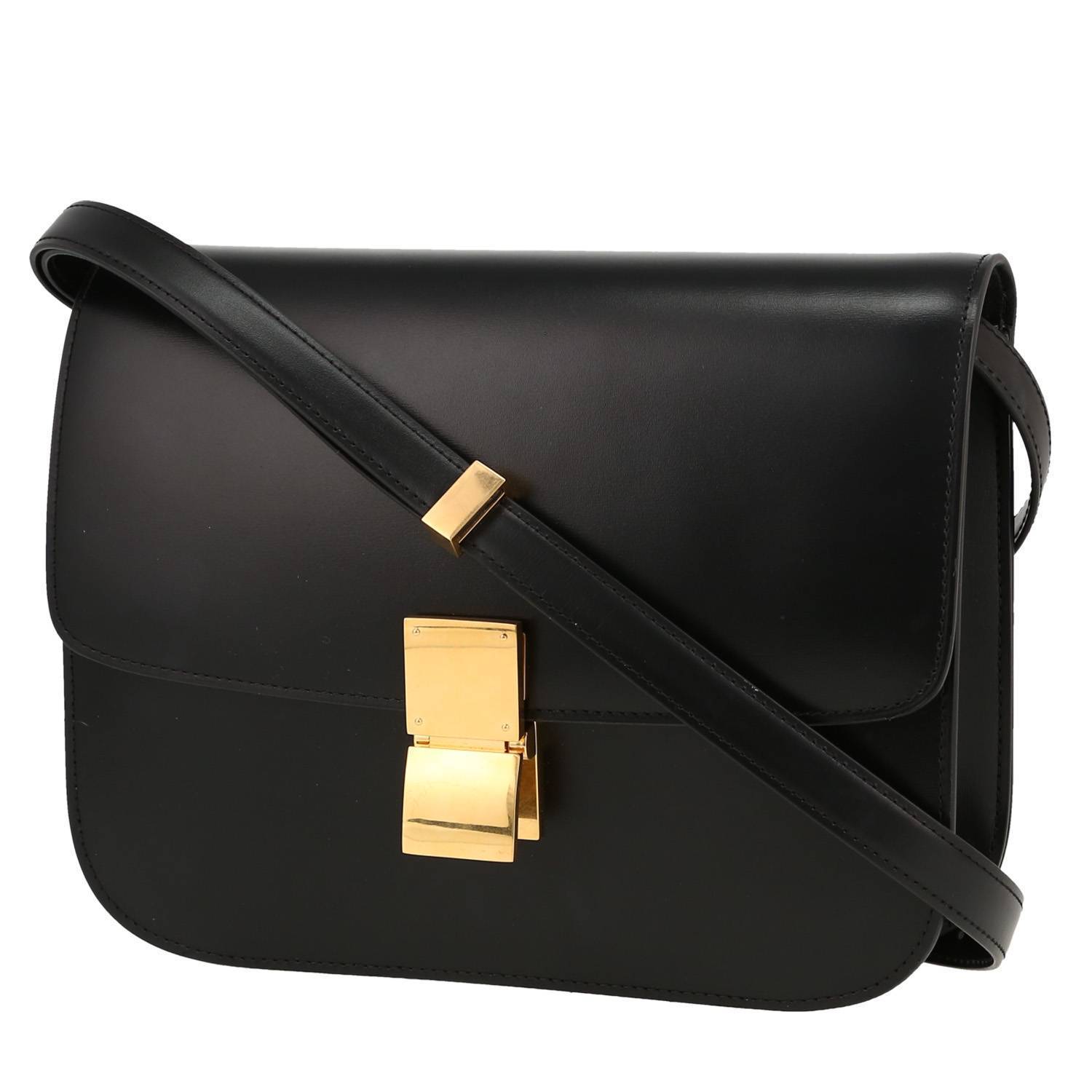 Classic Box Shoulder Bag In Black Box Leather