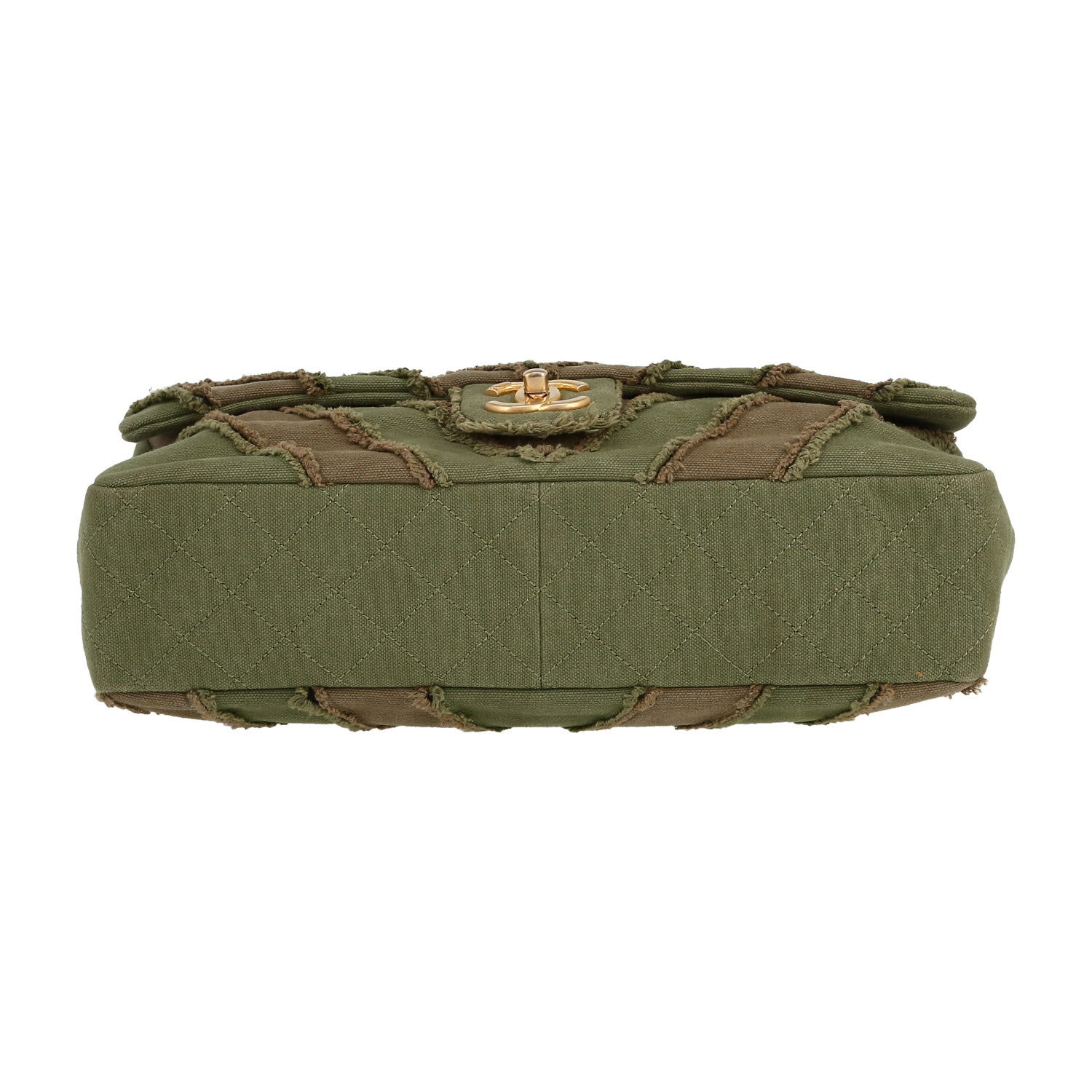 Borsa Chanel  Timeless Jumbo in tela verde kaki e marrone - Detail D1