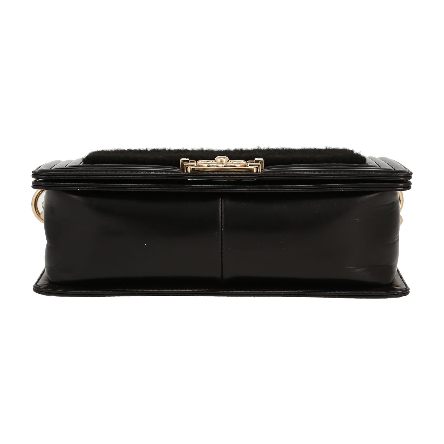 Chanel  Boy shoulder bag  in black furr and leather - Detail D1