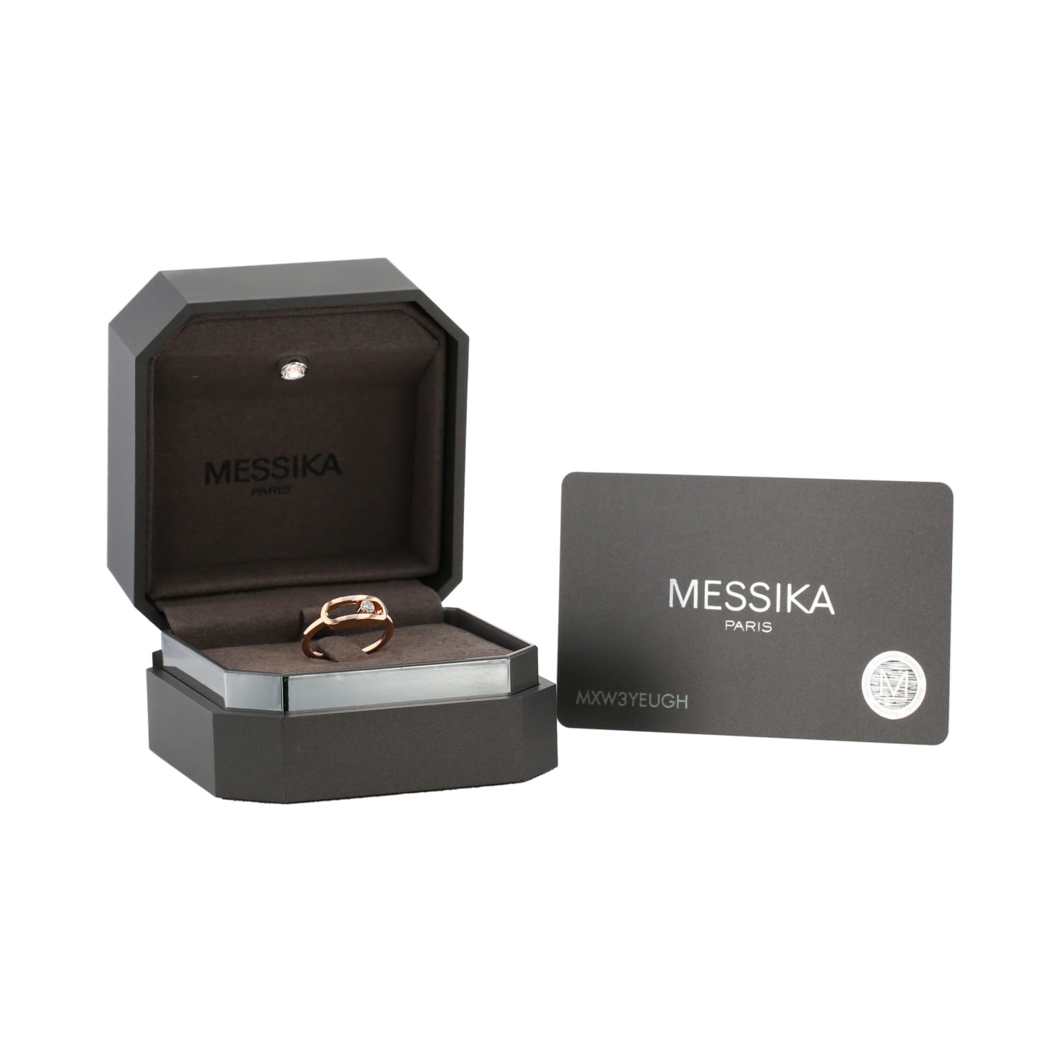 Messika Move Uno ring in pink gold and diamond - Detail D2