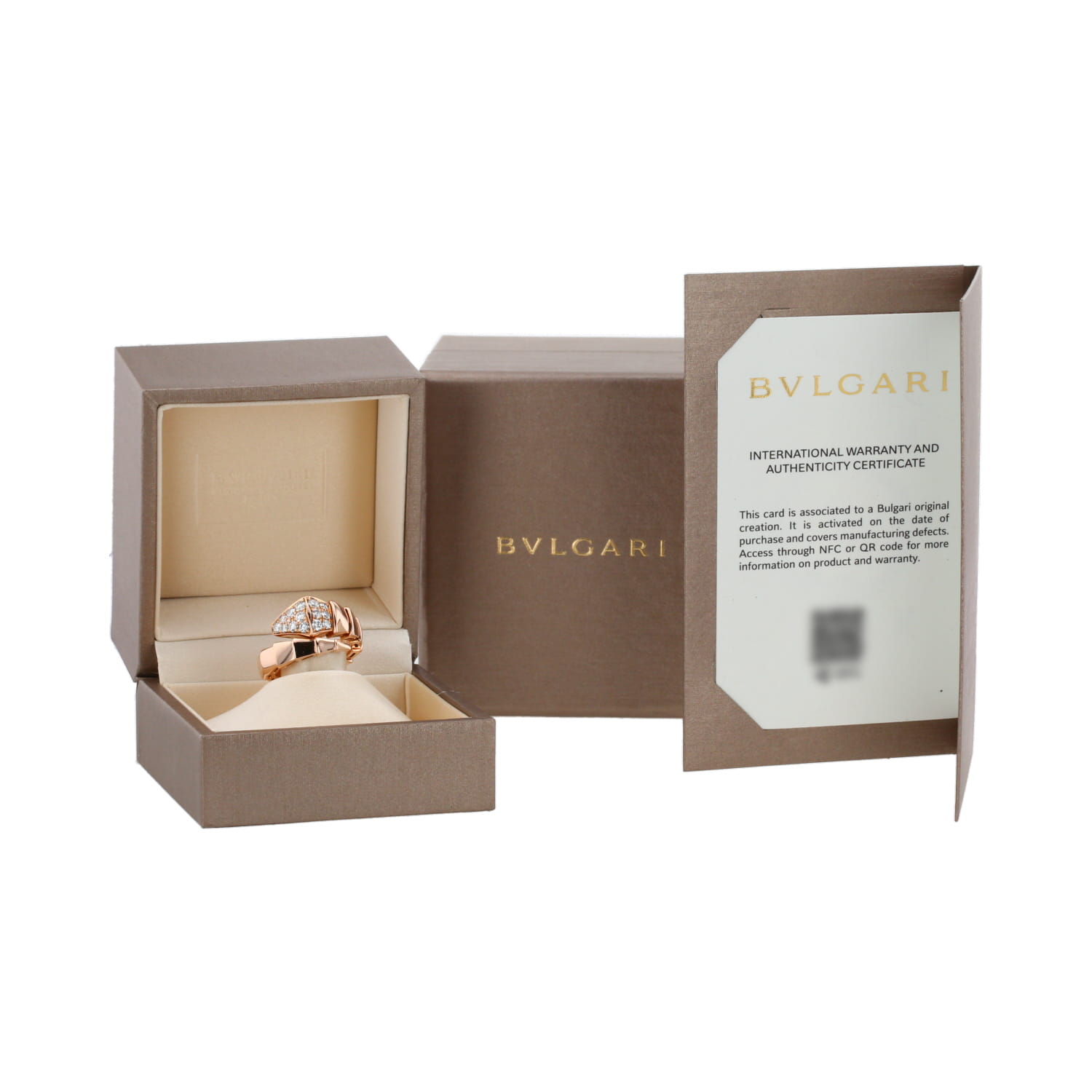 Half-articulated Bulgari Serpenti Viper ring in pink gold and diamonds - Detail D2