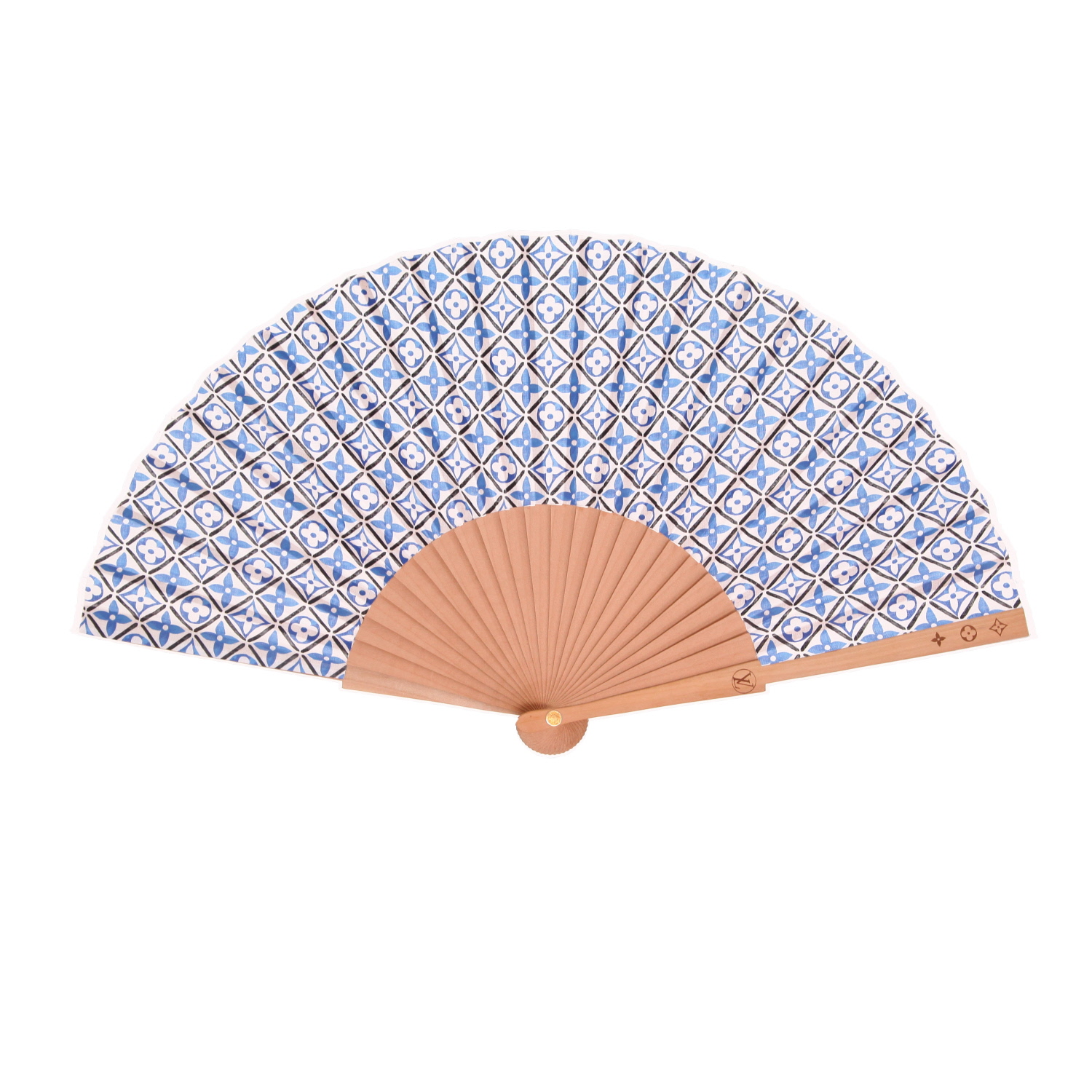 Louis Vuitton  Neverfull Editions Limitées shopping bag  in blue and white monogram canvas  and blue leather - Detail D4