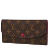 Billetera Louis Vuitton  Emilie en lona Monogram marrón y cuero rojo - 00pp thumbnail