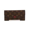 Billetera Louis Vuitton  Emilie en lona Monogram marrón y cuero rojo - 360 thumbnail