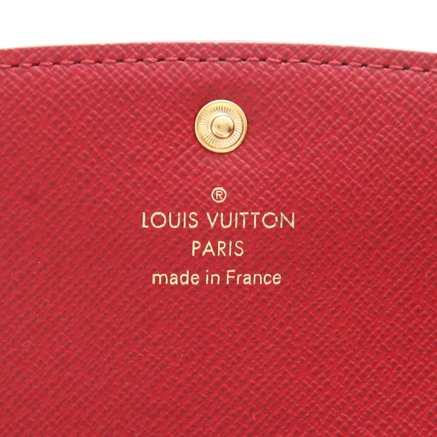Portafogli Louis Vuitton  Emilie in tela monogram marrone e pelle rossa - Detail D2