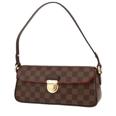 Bolso de mano Louis Vuitton  Ravello en lona a cuadros ébano y cuero esmaltado marrón