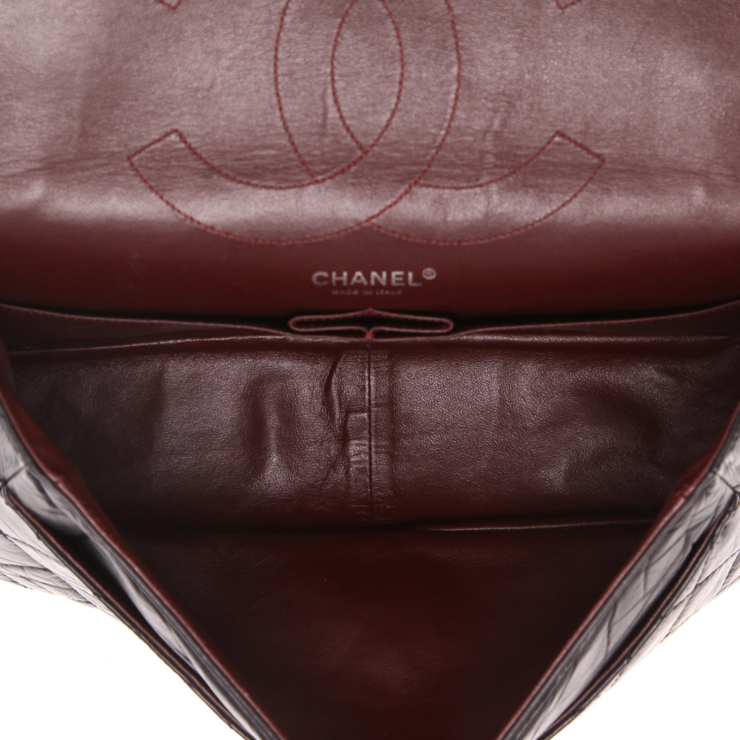 Bolso de mano Chanel 2.55 en cuero usado negro - Detail D3