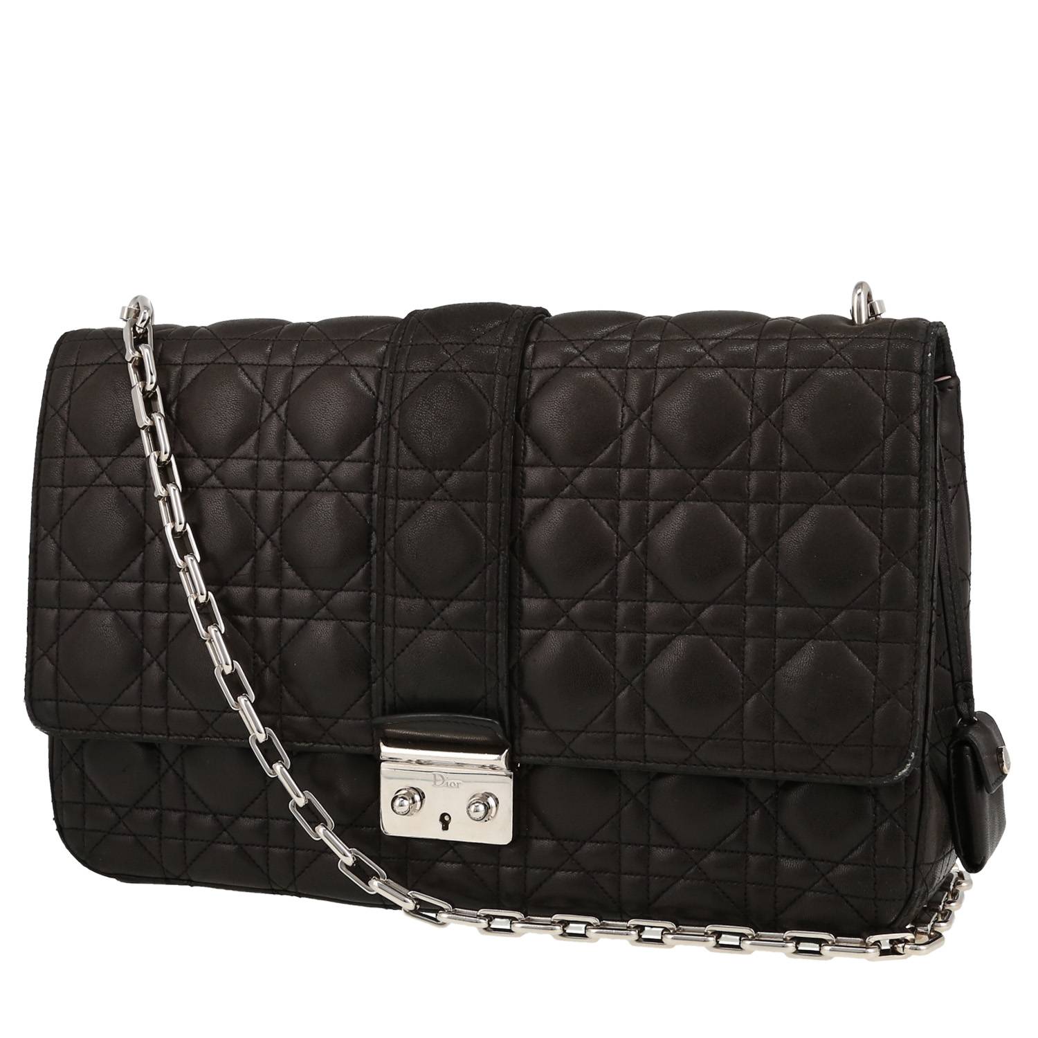 Miss Promenade Handbag In Black Leather Cannage