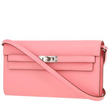 Sac/pochette Hermès  Kelly To Go en cuir epsom Rose Confetti