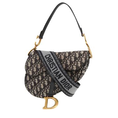 Borsa Dior  Saddle in tessuto a monogramma Oblique blu marino e pelle blu marino