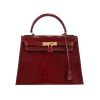 Borsa Hermès  Kelly 28 cm in coccodrillo marino rosso Braise - 360 thumbnail