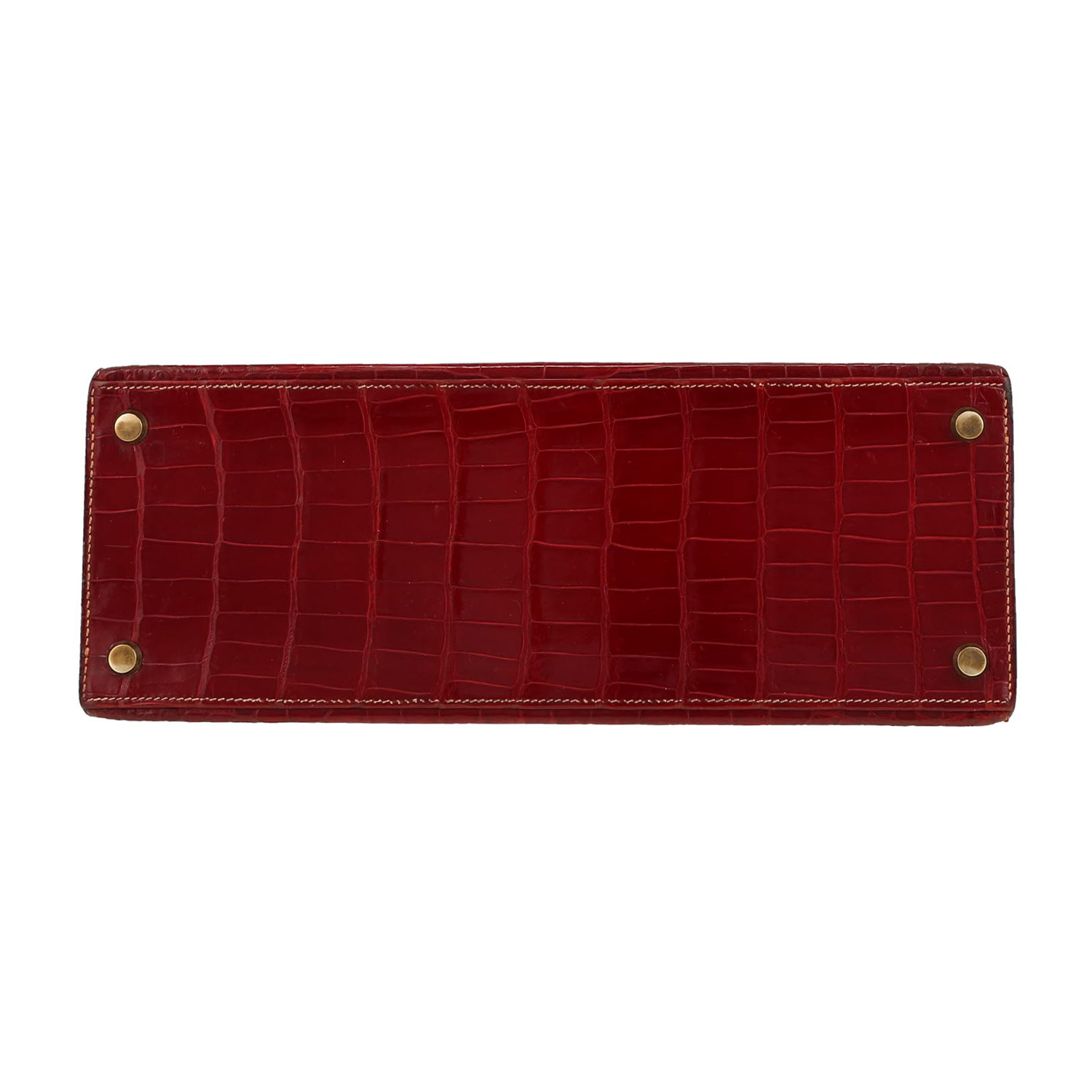 Hermès  Kelly 28 cm handbag  in red Braise porosus crocodile - Detail D1