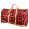 Borsa da viaggio Louis Vuitton  Keepall Editions Limitées in tela monogram marrone e rossa e pelle naturale - 00pp thumbnail