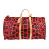 Bolsa de viaje Louis Vuitton  Keepall Editions Limitées en lona Monogram marrón y roja y cuero natural - Detail D1 thumbnail