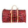 Borsa da viaggio Louis Vuitton  Keepall Editions Limitées in tela monogram marrone e rossa e pelle naturale - Detail D1 thumbnail