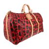 Borsa da viaggio Louis Vuitton  Keepall Editions Limitées in tela monogram marrone e rossa e pelle naturale - Detail D3 thumbnail