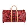 Bolsa de viaje Louis Vuitton  Keepall Editions Limitées en lona Monogram marrón y roja y cuero natural - Detail D5 thumbnail