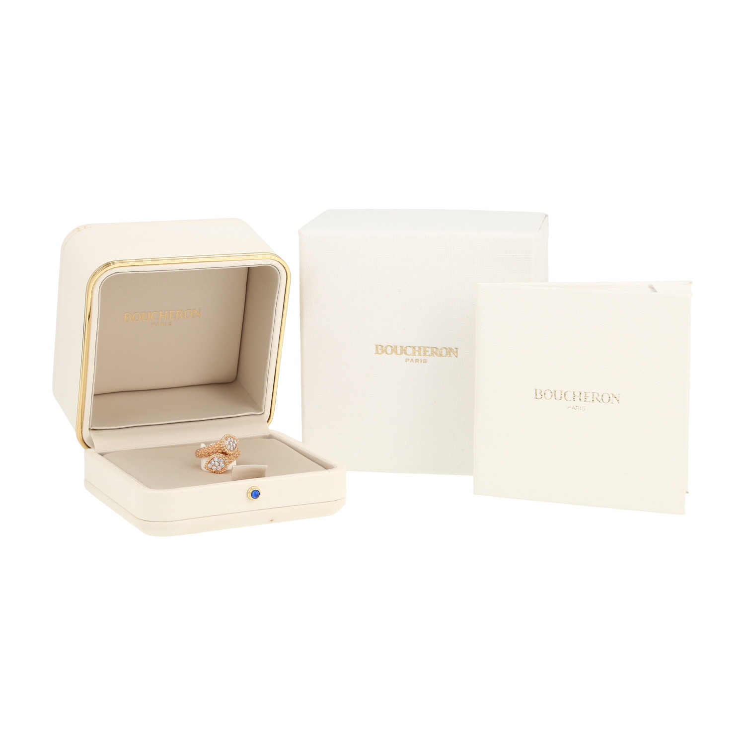 Anello Boucheron Serpent Bohème taglia S in oro rosa e diamanti - Detail D2