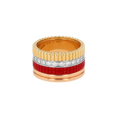 Bague Boucheron Quatre Red Edition grand modèle en 3 ors, céramique et diamants