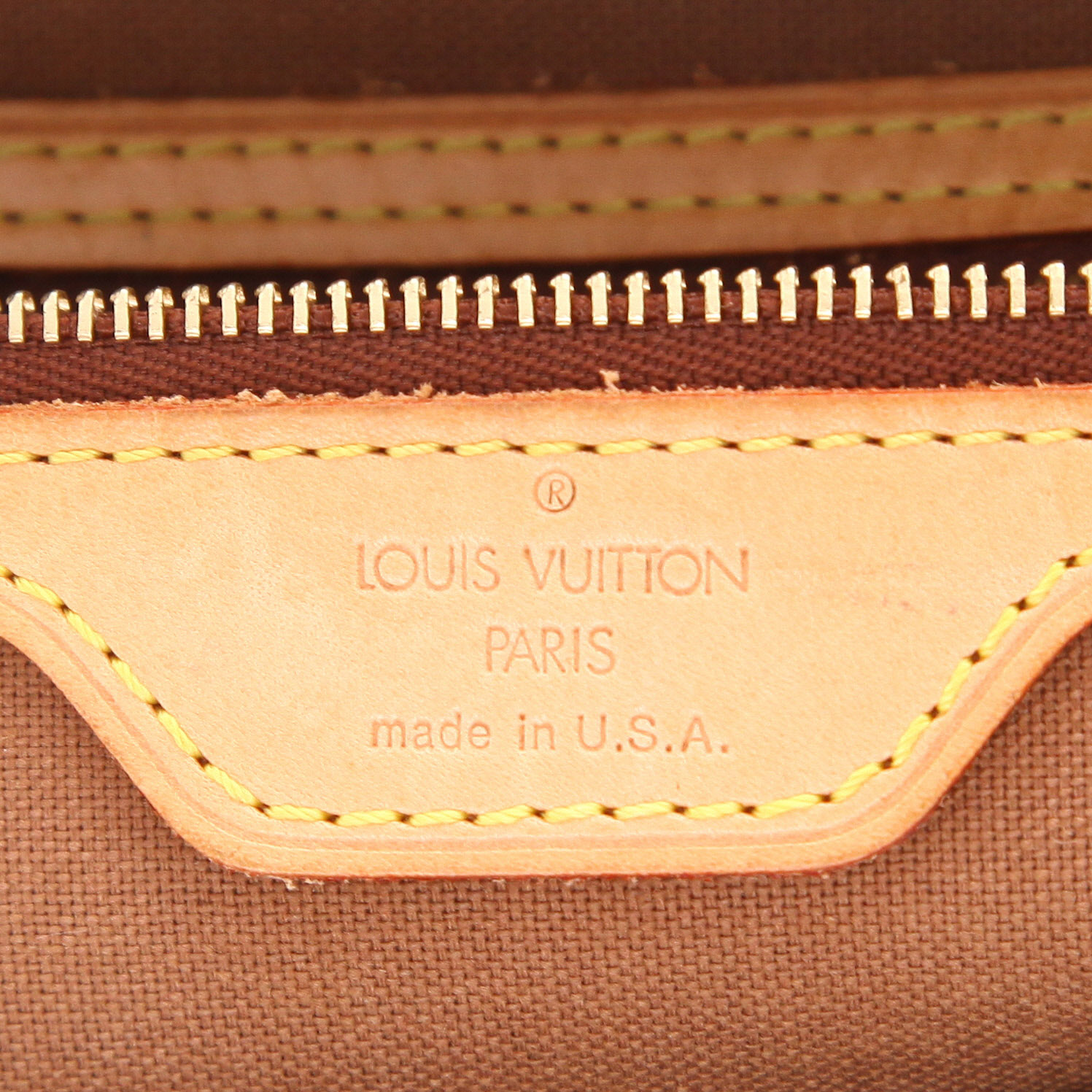 Louis Vuitton  Piano shopping bag  monogram canvas  and natural leather - Detail D2