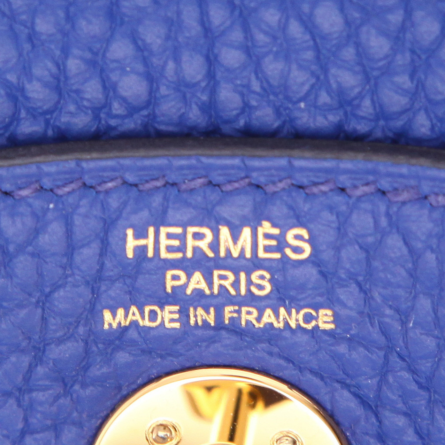 Sac à main Hermès  Lindy mini  en cuir togo Bleu Saphir - Detail D2