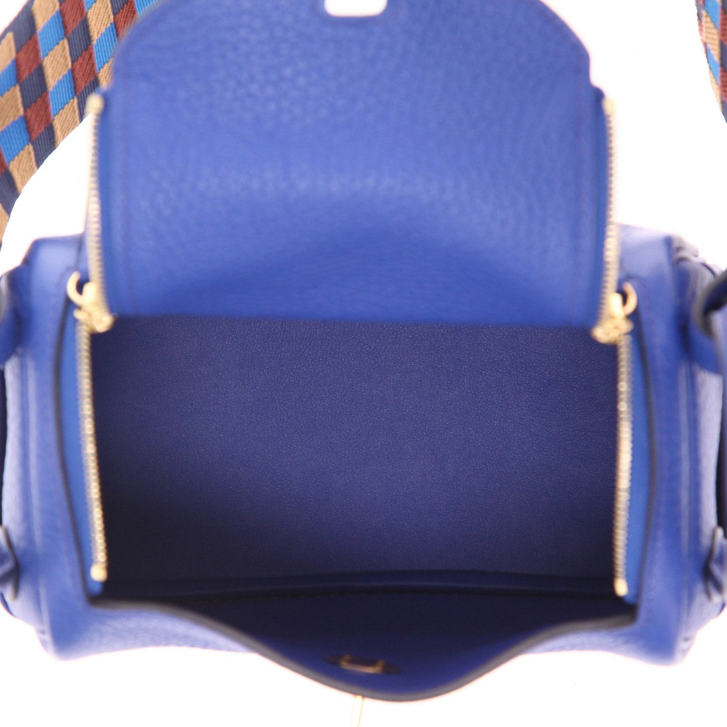 Sac à main Hermès  Lindy mini  en cuir togo Bleu Saphir - Detail D3