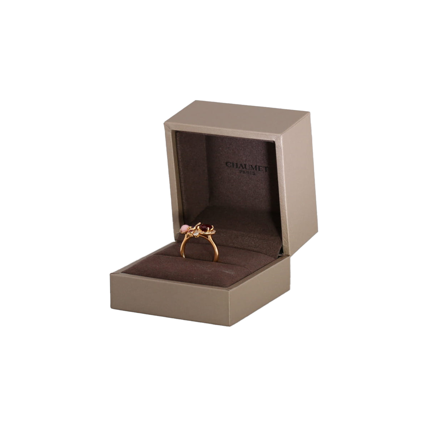 Sortija Chaumet Attrape Moi Si Tu M'Aimes de oro rosa, diamantes y piedras de colores, de amatista y en turmalina rosa - Detail D2