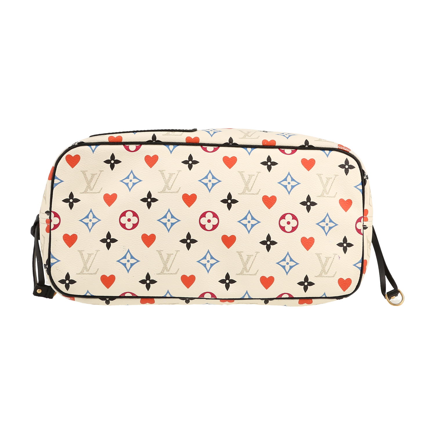 Sac cabas Louis Vuitton  Neverfull Editions Limitées "Game on" moyen modèle  en toile monogram multicolore et cuir noir - Detail D1