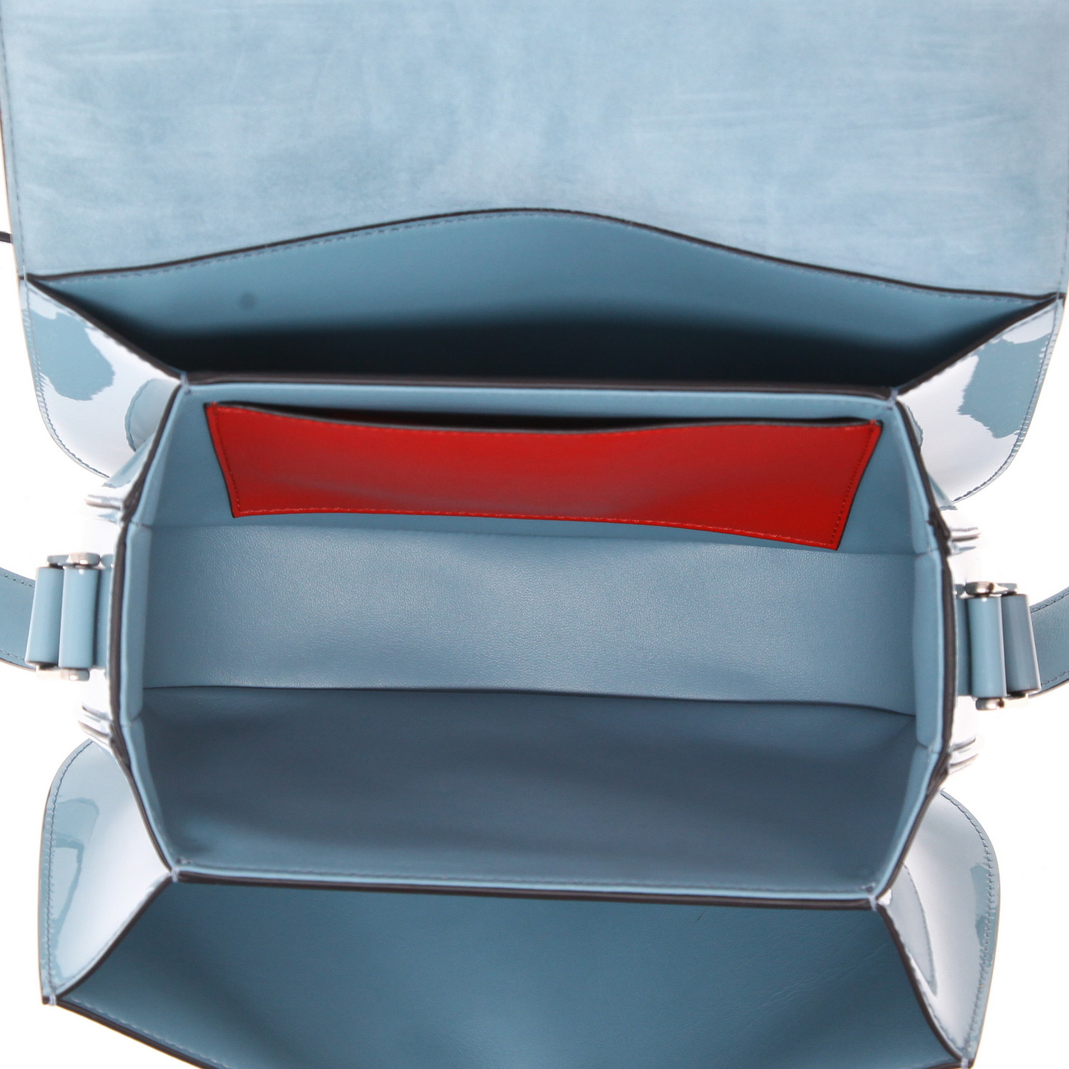 Valentino Garavani  Locò shoulder bag  in blue patent leather - Detail D3